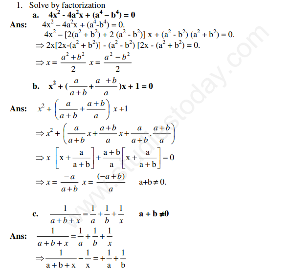 CBSE Class 10 Mathematics Quadratic Equations Assignment Set F