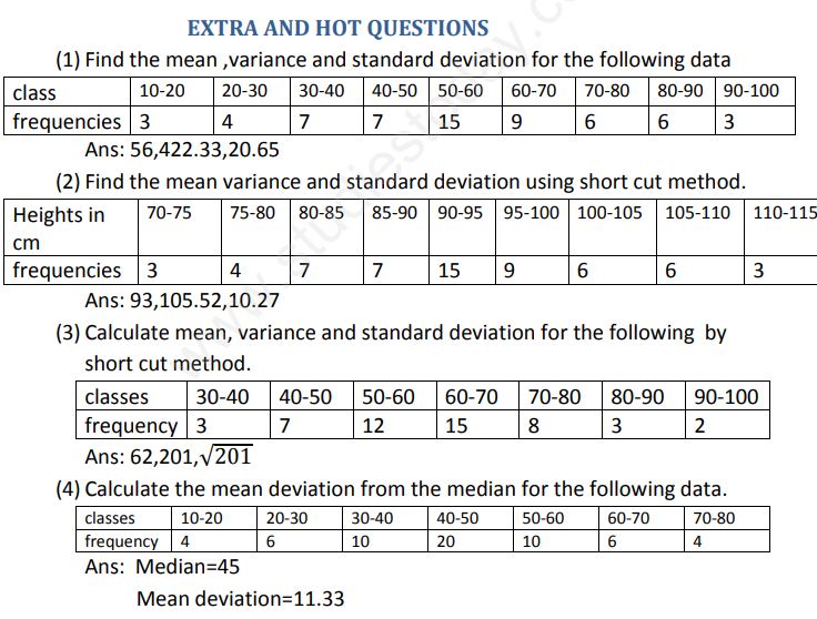 CBSE Class 10 Mathematics Statistics Assignment Set G