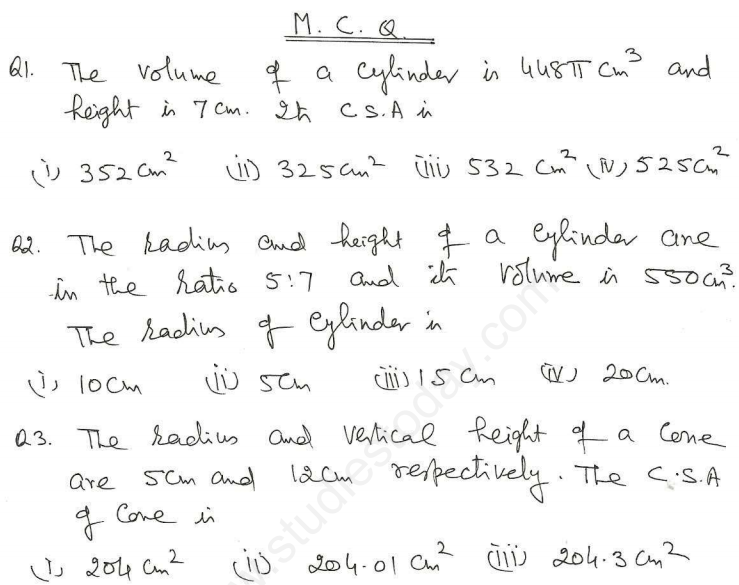 CBSE Class 10 Mathematics Surface Area and Volume Assignment Set E