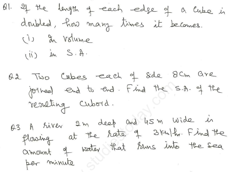 CBSE Class 10 Mathematics Surface Area and Volume Assignment Set M