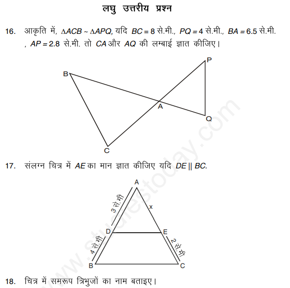 CBSE Class 10 Mathematics Triangles Assignment Set D