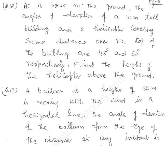 Trigonometry assignment class 10 pdf image