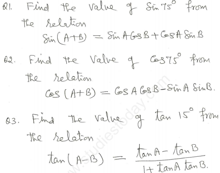 CBSE Class 10 Mathematics Trigonometry Assignment Set X