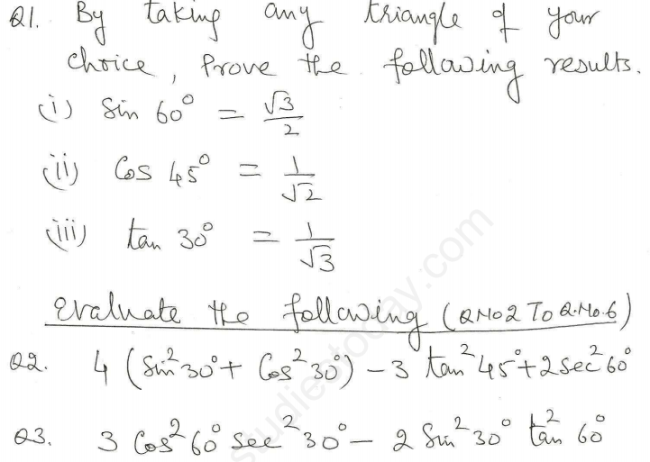 Trigonometry assignment class 11 picture