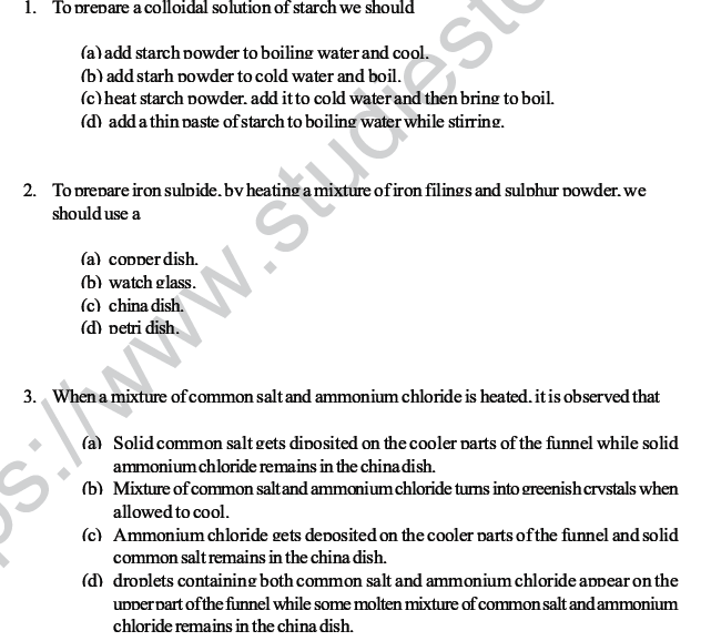 CBSE Class 10 Science MCQs Set 3