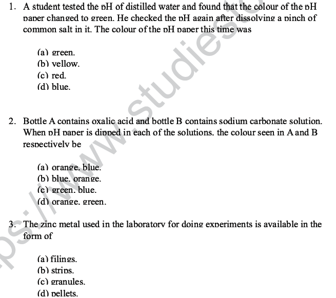 CBSE Class 10 Science MCQs Set 5