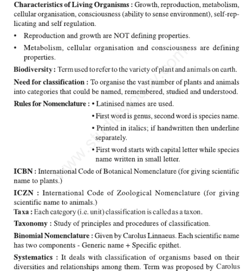 CBSE Class 11 Biology The Living World Concepts