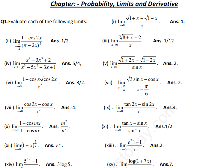 CBSE Class 11 Mathematics Probability Assignment Set B