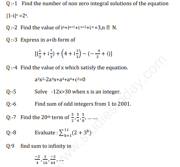 CBSE Class 11 Mathematics Relations and Functions Assignment Set I