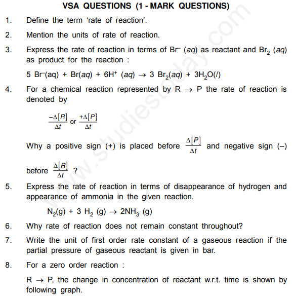 CBSE Class 12 Chemistry Chemical Kinetics Questions