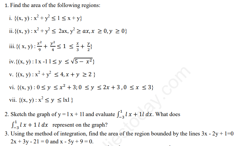 CBSE Class 12 Mathematics Applications of Integration Assignment Set C
