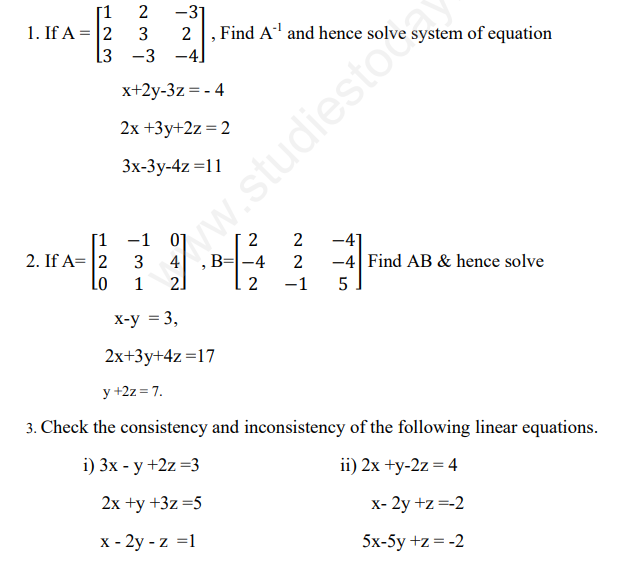 CBSE Class 12 Mathematics Determinants Assignment Set A