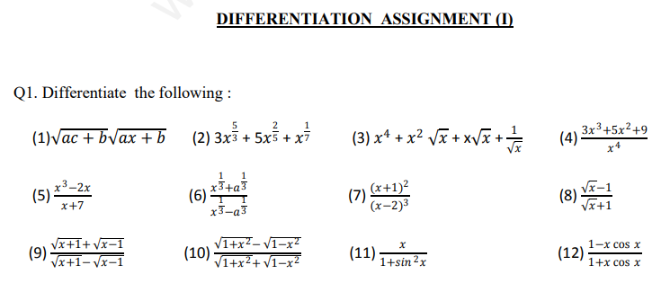 CBSE Class 12 Mathematics Differential Equations Assignment Set B