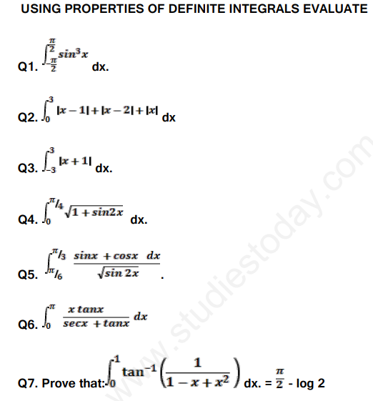 CBSE Class 12 Mathematics Integrals Assignment Set B