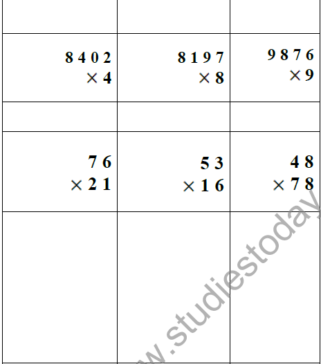 CBSE Class 3 Mathematics Multiplication MCQs-