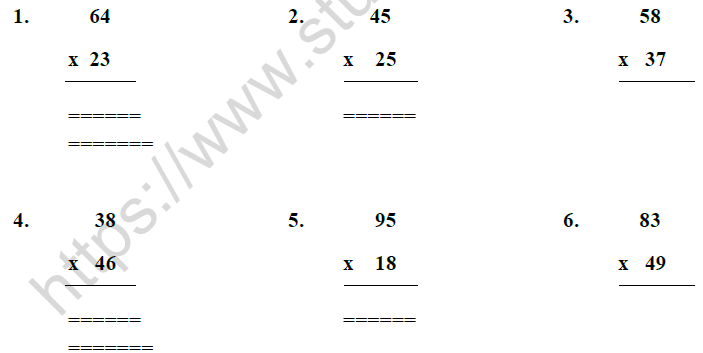 CBSE Class 3 Mathematics Multiplication of Numbers MCQs-