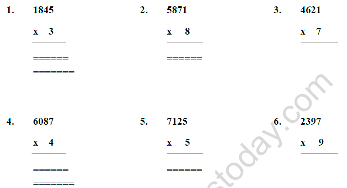 CBSE Class 3 Mathematics Multiplication of Numbers MCQs