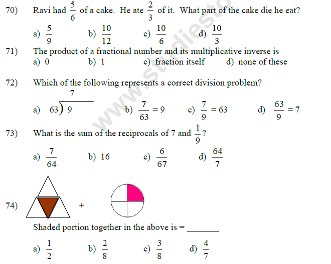 CBSE Class 5 Mathematics MCQs-1