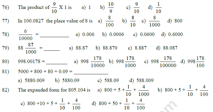 CBSE Class 5 Mathematics MCQs-2