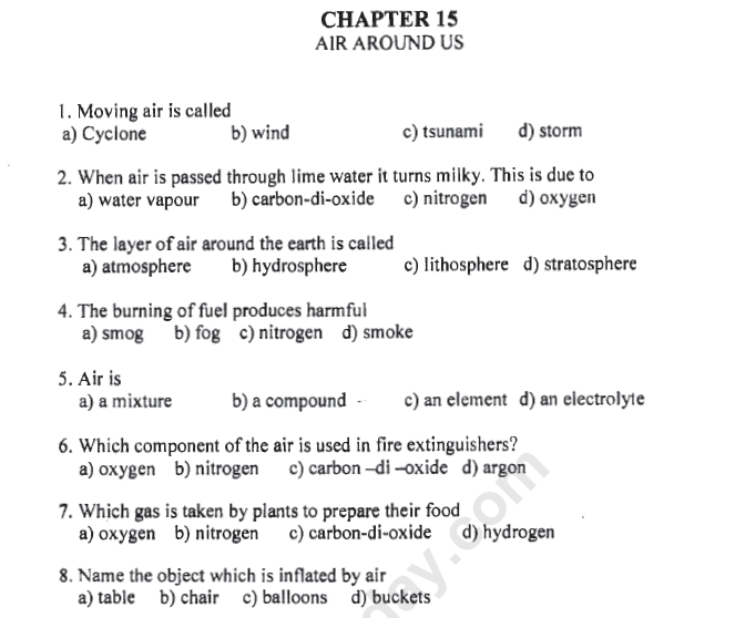 CBSE Class 6 Science Air Around Us MCQs Set B