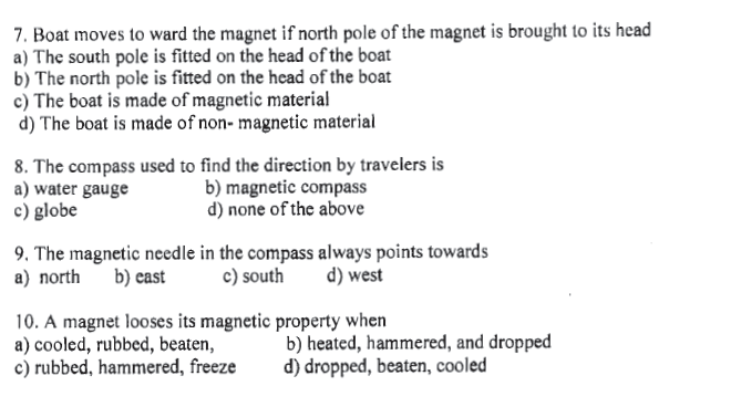 CBSE Class 6 Science Fun With Magnets MCQs Set C-1