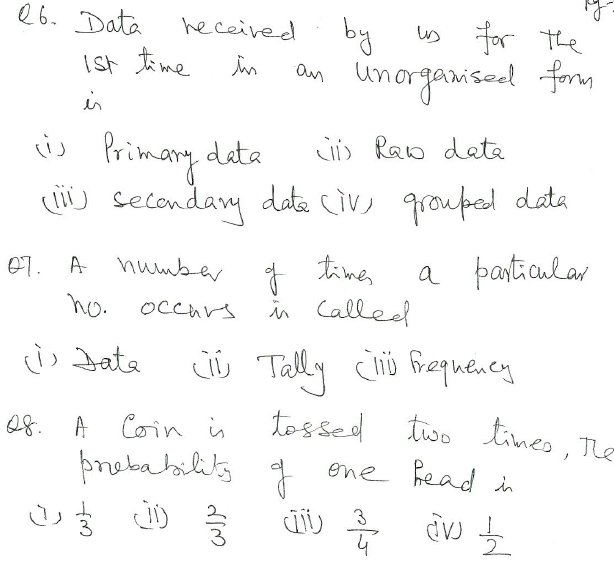 CBSE Class 8 Mathematics Data Handling MCQs Set B