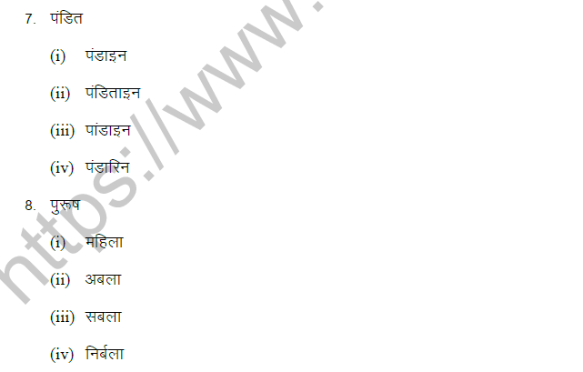 CBSE Class 9 Hindi Contextual Vocabulary MCQ-