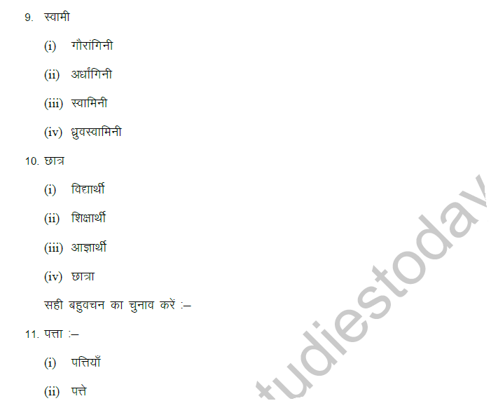 CBSE Class 9 Hindi Contextual Vocabulary MCQ-1