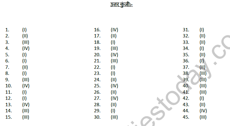 CBSE Class 9 Hindi Contextual Vocabulary MCQ-ans