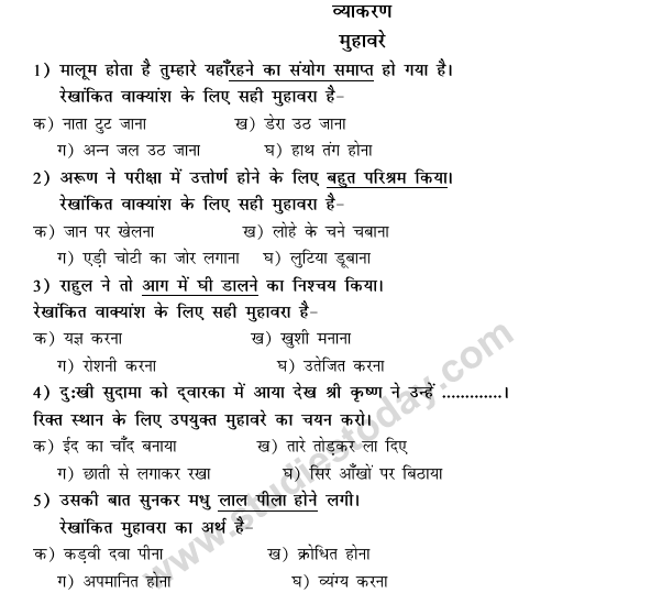 CBSE Class 9 Hindi Conventions MCQs-38