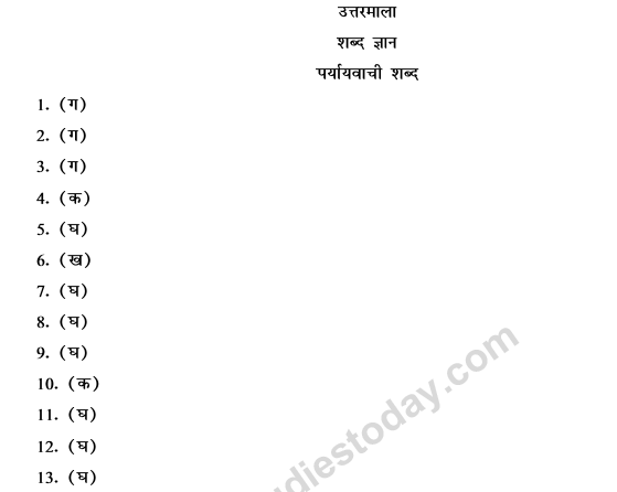 CBSE Class 9 Hindi Conventions MCQs-Paryayvachi Shabd-5