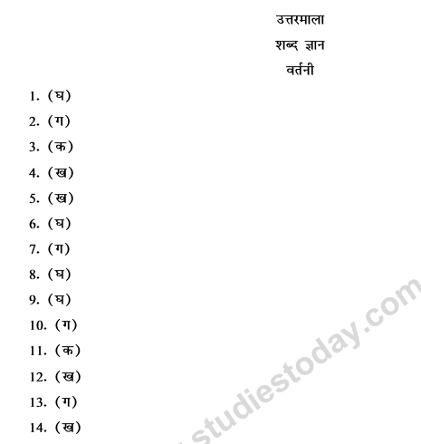 CBSE Class 9 Hindi Vyakaran Shabd Gyan Vartani MCQs-6