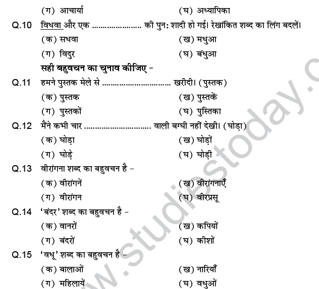 CBSE Class 9 PSA Hindi Contextual Vocabulary MCQs-1