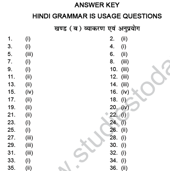 CBSE Class 9 PSA Hindi Contextual Vocabulary MCQs-ans