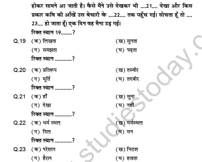 CBSE Class 9 PSA Hindi Passage Based MCQs-5