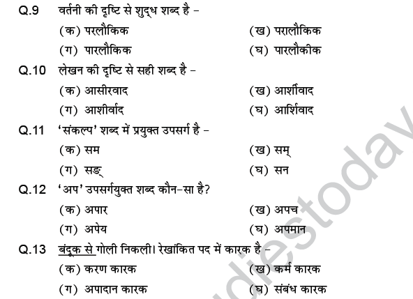 CBSE Class 9 PSA Hindi language MCQs-1