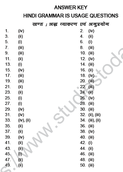 CBSE Class 9 PSA Hindi language MCQs-ans