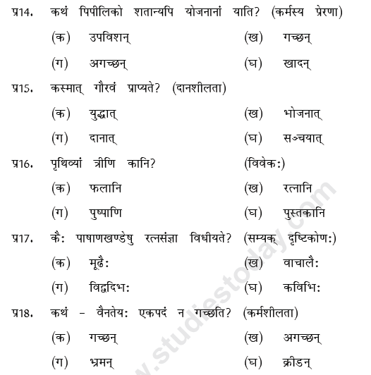 CBSE Class 9 Sanskrit MCQs Question Bank