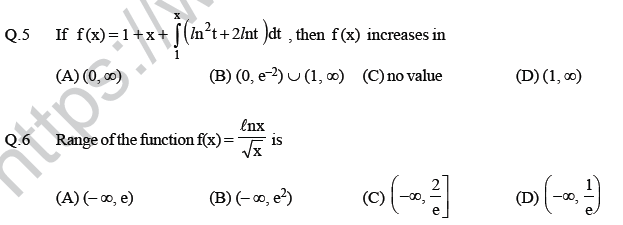 JEE Mathematics Application of Derivatives MCQs Set A-1