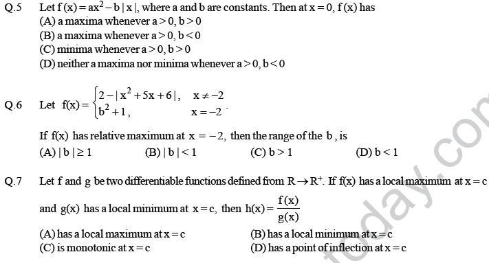 JEE Mathematics Application of Derivatives MCQs Set A-16