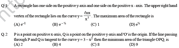 JEE Mathematics Application of Derivatives MCQs Set A-18