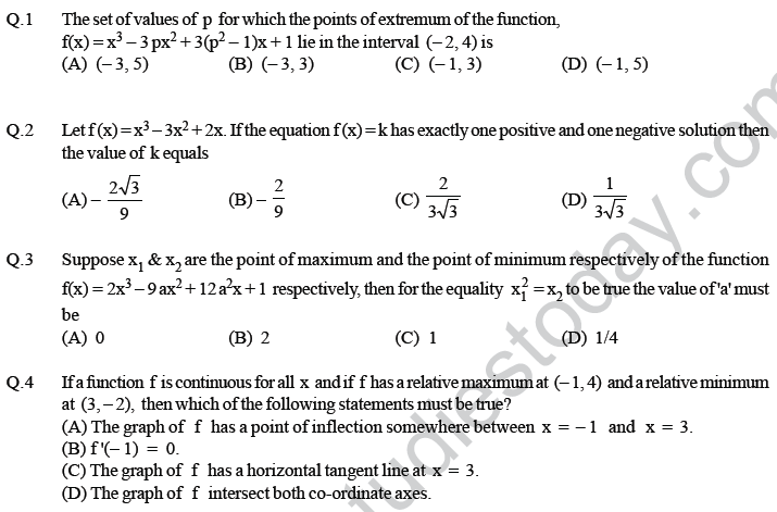 JEE Mathematics Application of Derivatives MCQs Set A-21