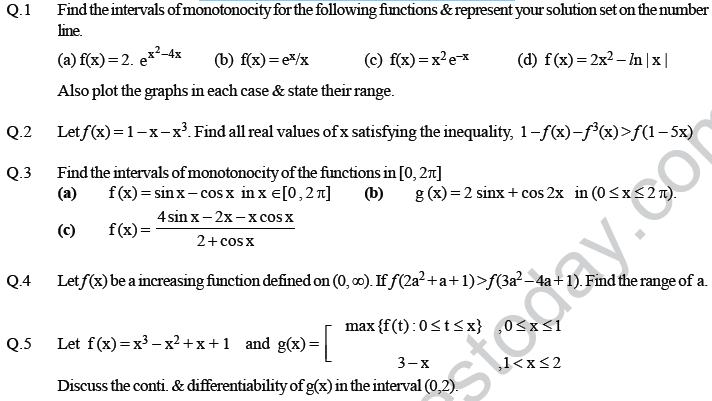JEE Mathematics Application of Derivatives MCQs Set A-27