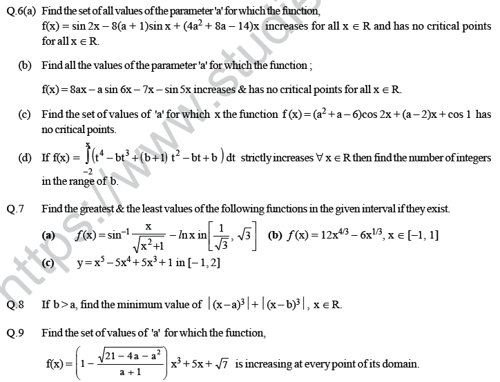 JEE Mathematics Application of Derivatives MCQs Set A-28