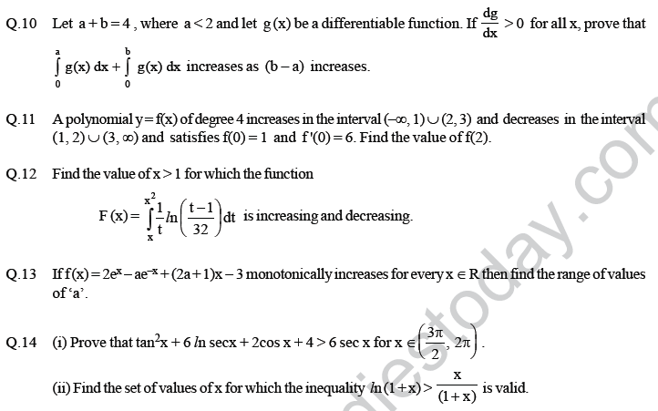 JEE Mathematics Application of Derivatives MCQs Set A-29