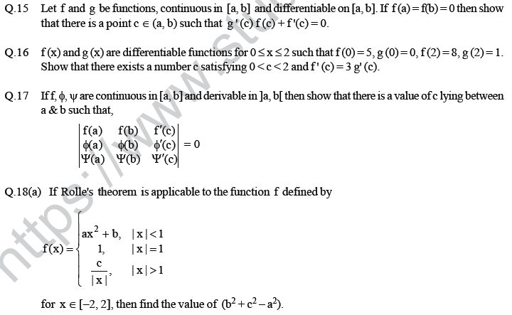 JEE Mathematics Application of Derivatives MCQs Set A-30