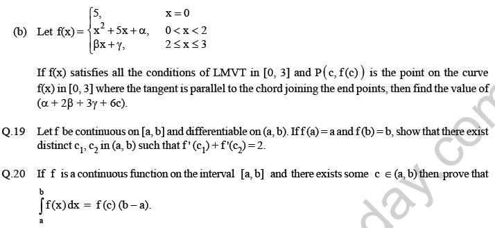 JEE Mathematics Application of Derivatives MCQs Set A-31