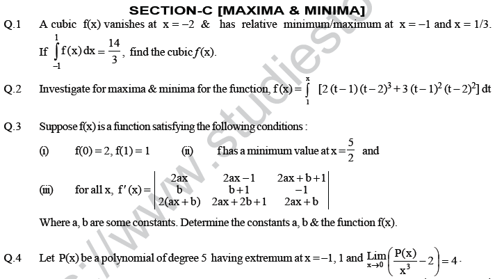 JEE Mathematics Application of Derivatives MCQs Set A-32