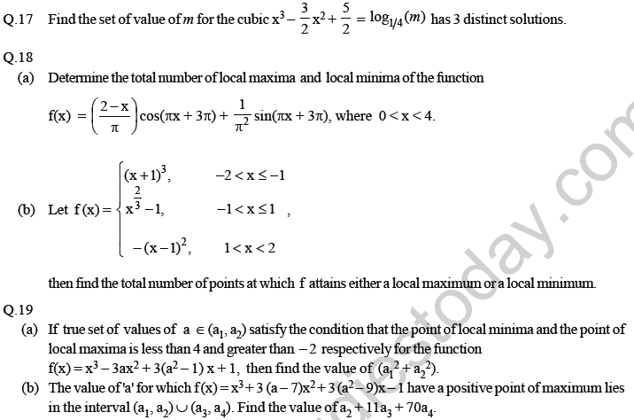 JEE Mathematics Application of Derivatives MCQs Set A-36