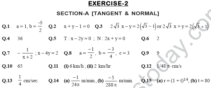 JEE Mathematics Application of Derivatives MCQs Set A-Ans